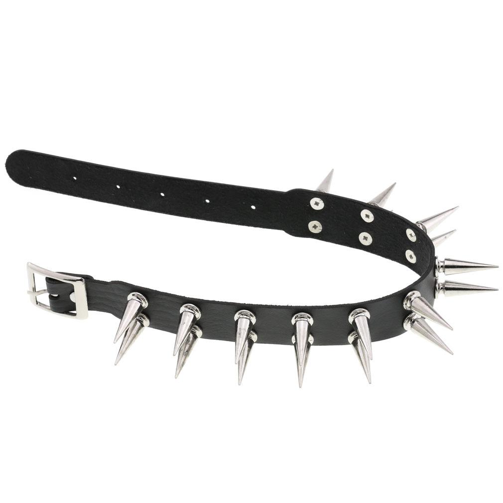 Dlouhý špičatý chokrový obojek pro ženy muže černá PU kůže Goth Emo Doplňky Punk Chocker Gotický náhrdelník Cosplay šperky