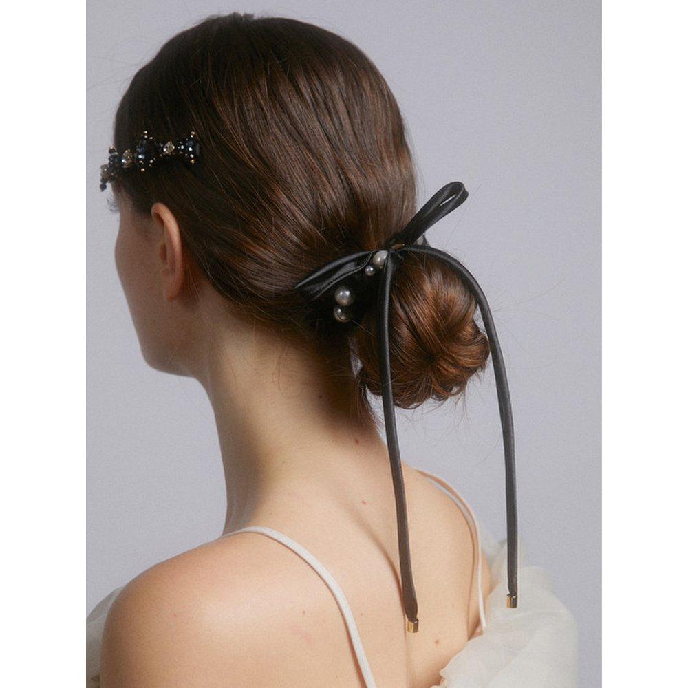 

[Exclusive] See-through Pearl Ribbon Scrunchie Jp-24-440S Black