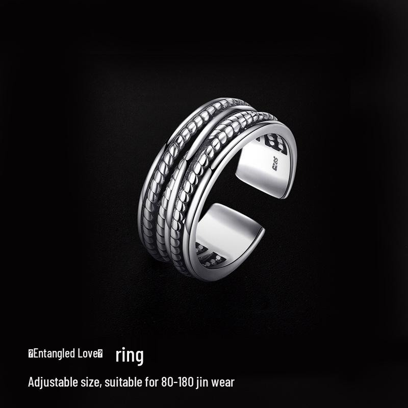Trendy Men's Adjustable Niche Index Finger Open Ring for Boys