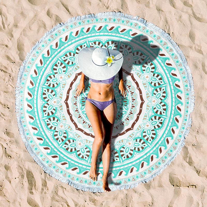 Serviette de Plage Ronde en Fibre Ultra-Fine pour Adultes - Personnalisable, Serviette de Sport et de Bain Absorbante