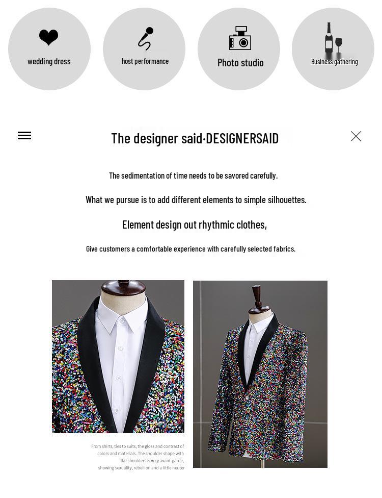 Men's Iridescent Sequin Tuxedo Jacket - Ideal for DJs, Nightclubs, and Stage Performances