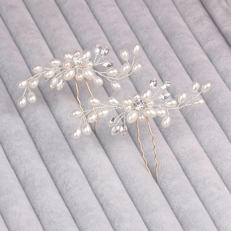 Wedding Hairpins Bridal Hair Accessories Pearl Rhinestone Flower Bride Hair Pins Bridesmaid Hairdressing Women Hair Jewelry Clip
