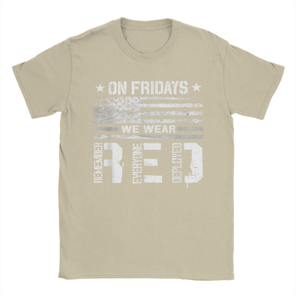 On Friday We Wear Red American Flag Military Supportive Unisex T Shirts Tee Shirt Short Sleeve Round Neck TShirts Clothing