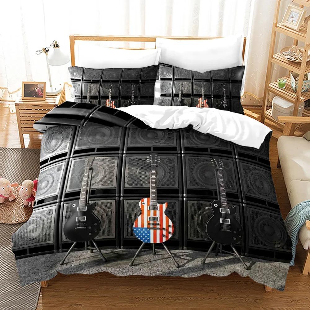 Rock Guitar Bedding Set Single Twin Full Queen King Size Polyester Bedroom Duvet Cover Aldult Kids Comforter Quilt Cover Set