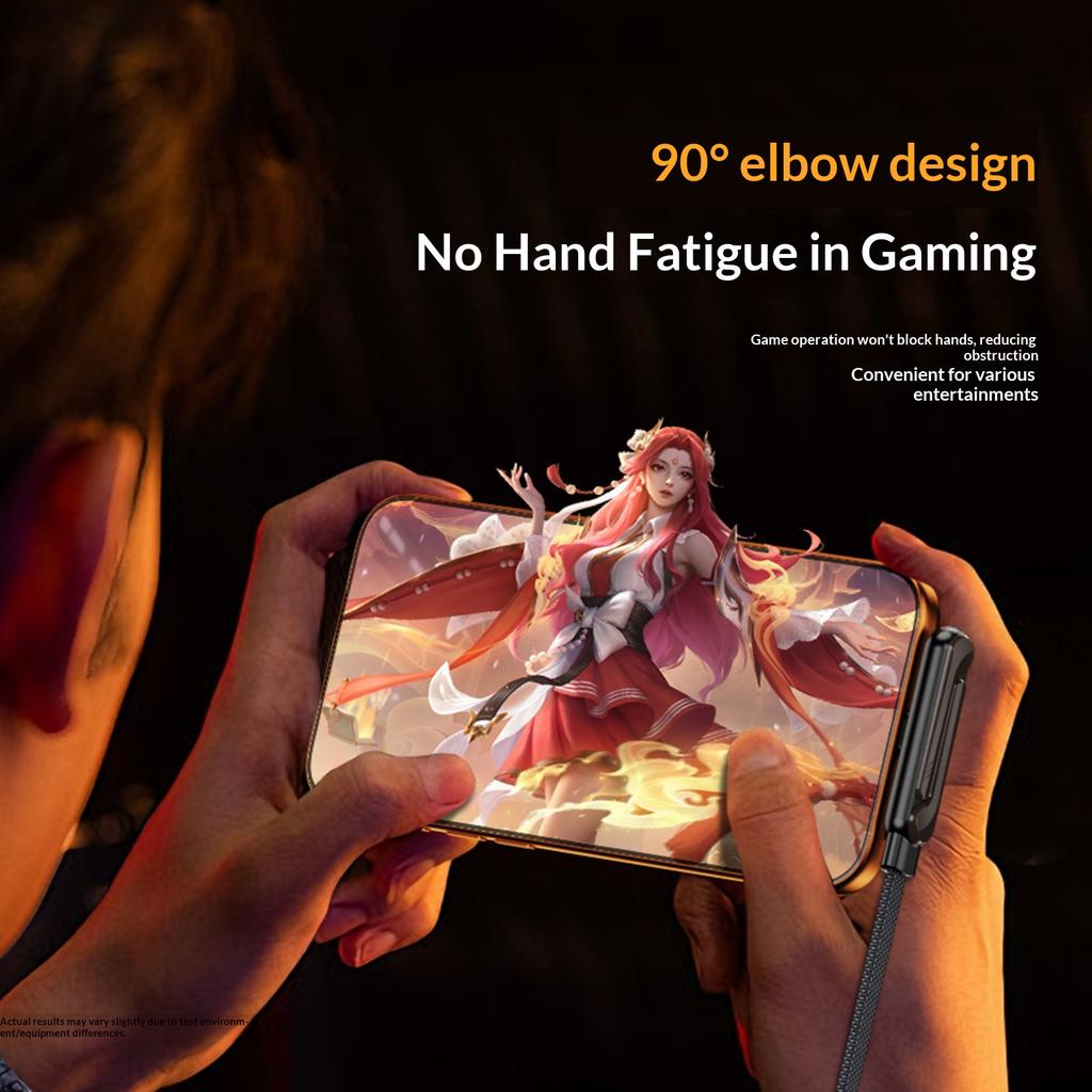1.5m 240W 90 Degree Angled Type-C To Type-C Gaming Phone Charging Data Cable with Phone Stand