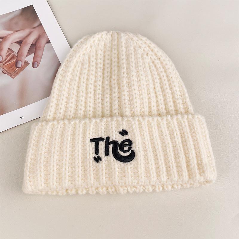 Woolen Hat for Women in Autumn and Winter Warm Ear Protection Hood Thickened Cold-proof Hat Korean Style All Match Letter Knitted Hat