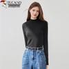 Women's 2025 Autumn Mock Neck Solid Slimming Base Layer Top