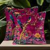 Pink Floral Bird Pillow Cover Double Sided 2Dprint Soft Polyester Cushion Case Living Room Bedroom Sofa Couch Boho Decor Vibrant