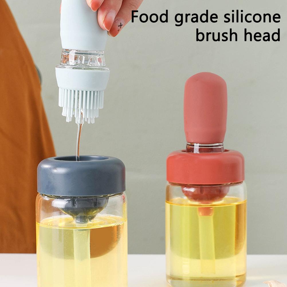 Oil Bottle with Silicone Brush Oil Dispenser Silicone Dropper Measuring Oil Container for Kitchen Cooking Frying Baking