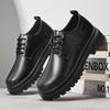 Professional Uniform Shoes Plain Black Casual Leather Shoes Service Industry with Suit Small Leather Shoes
