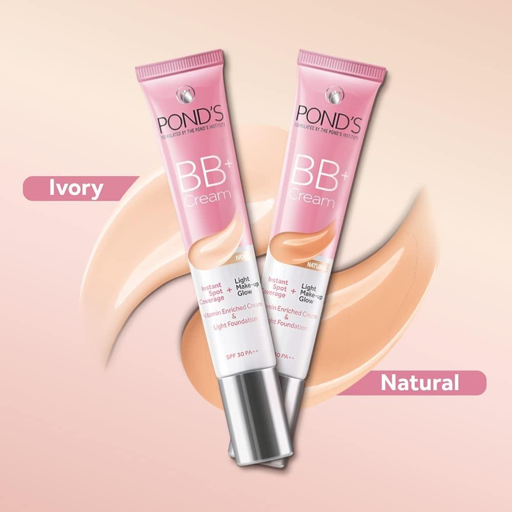 Pond's BB+ Cream LSF 30 PA++ – Sofortige Fleckenabdeckung & Leichter Make-up-Glow – Farbton Ivory, 18g