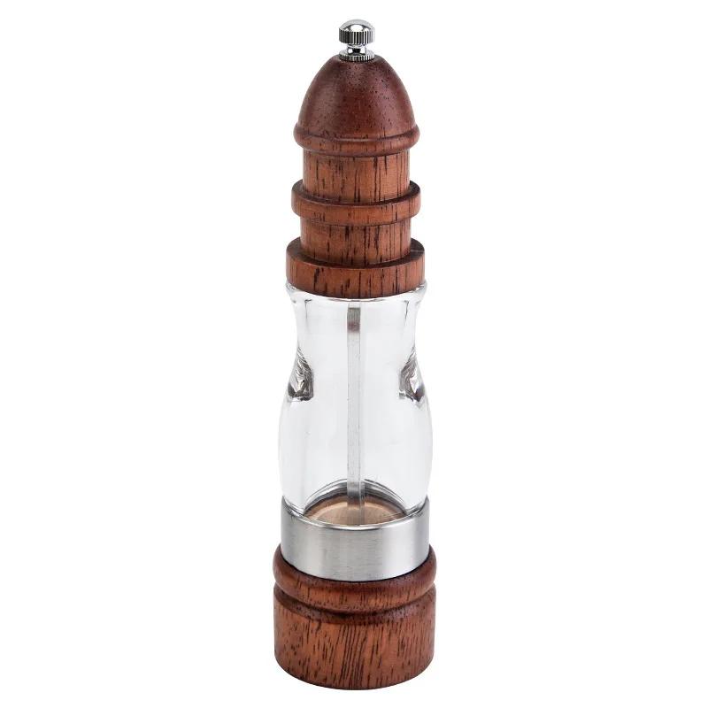 Manual Salt Grinder Refillable Spice Mill Manual Salt Kitchen Gadgets Seasoning Storage Bottle Wooden Spice Grinder Pepper Mill