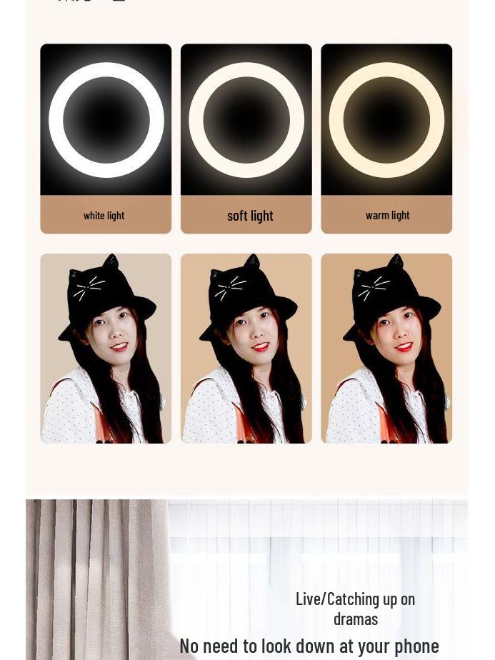 Portable Desktop & Floor Standing Tripod with Ring Light for Live Streaming & Photography