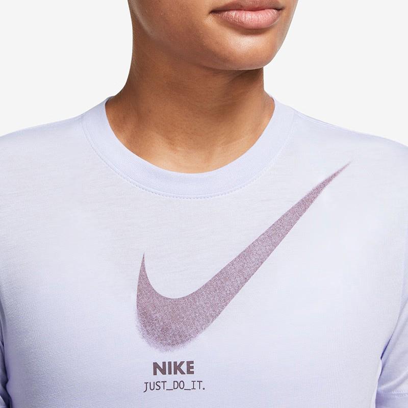 Nike Letter Logo Print Short Sleeve Crop Top Women Tops Purple DZ3750-536