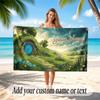 Floral Garden Theme Soft Beach Towel Personalized Custom Name Text Towel Portable for Beach Pool Travel