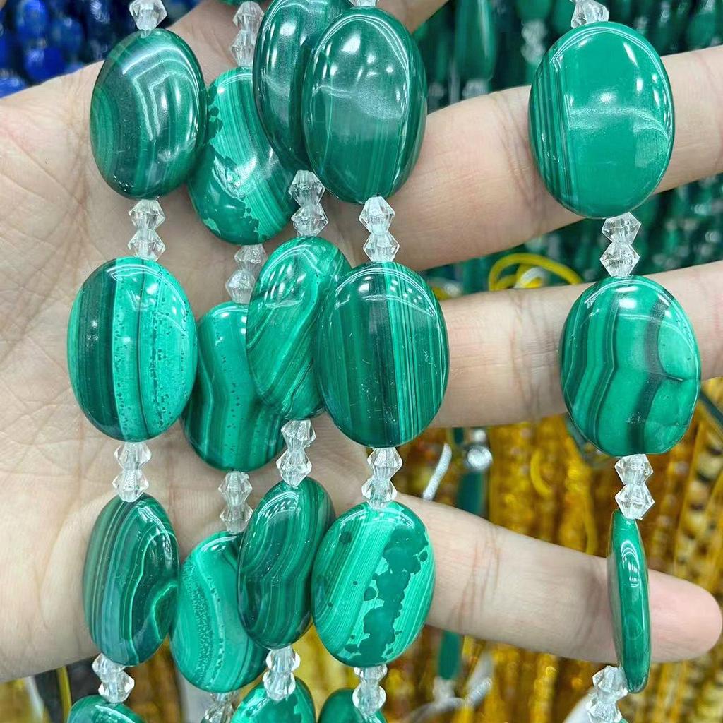 Pure Natural Malachite Tube & Oval Abacus Loose Beads for DIY Bracelet Jewelry
