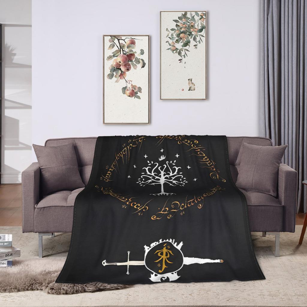 L-Lords Of The R-Rings  Blanket  Travel Office Flannel Throw Blanket For Bedroom Soft Warm Design Quality Bedspread