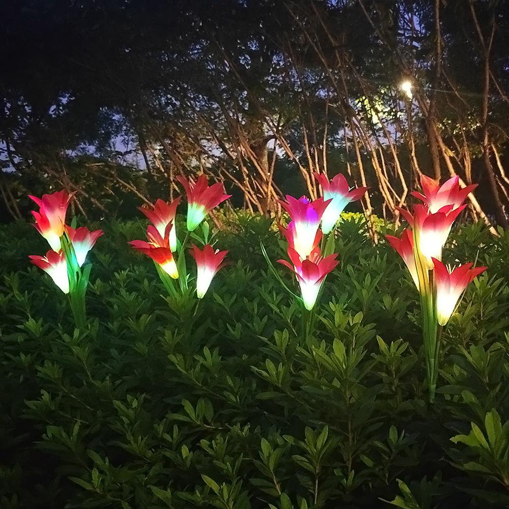 Solar Color-Changing LED Lily Flower Lantern - Outdoor Rainproof Decorative Lawn Light