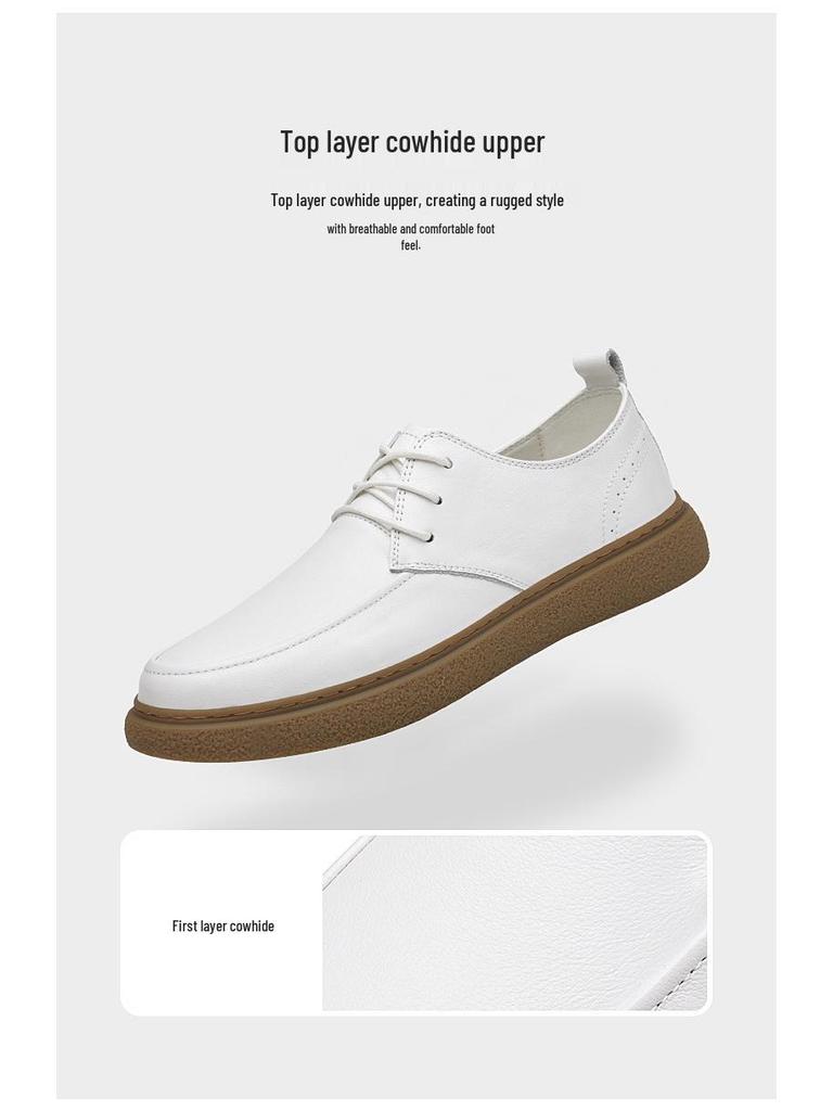 Pánské bílé ležérní skate boty s vrchní částí z pravé kůže a šlachovitými podrážkami