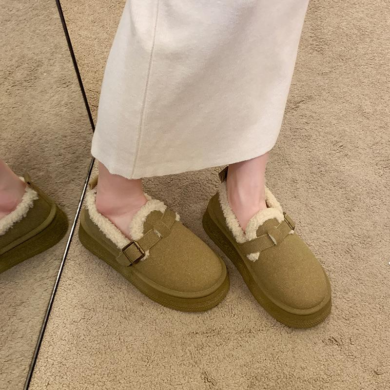 

2025 новые зимние бархатные мягкие подошвы на одной педали на плоской подошве теплые шерстяные туфли Boken осенне-зимние хлопковые туфли сноубутсы 40