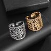 European and American Style Domineering Retro Fashion Ring with Adjustable Stainless Steel Hollow Pattern Ring Opening