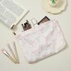 Bowknot Cherry Pattern Cosmetic Bag Corduroy Zipper Makeup Organizer Lightweight Travel Sweet Cosmetic Storage Bag For Women