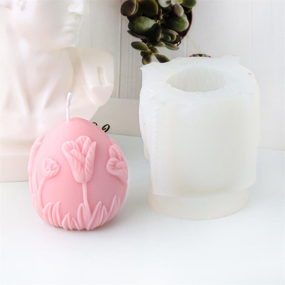 3D Easter Egg Candle Silicone Mold DIY Carving Flower Egg Resin Soap Casting Romantic Wedding Gifts Home Decor