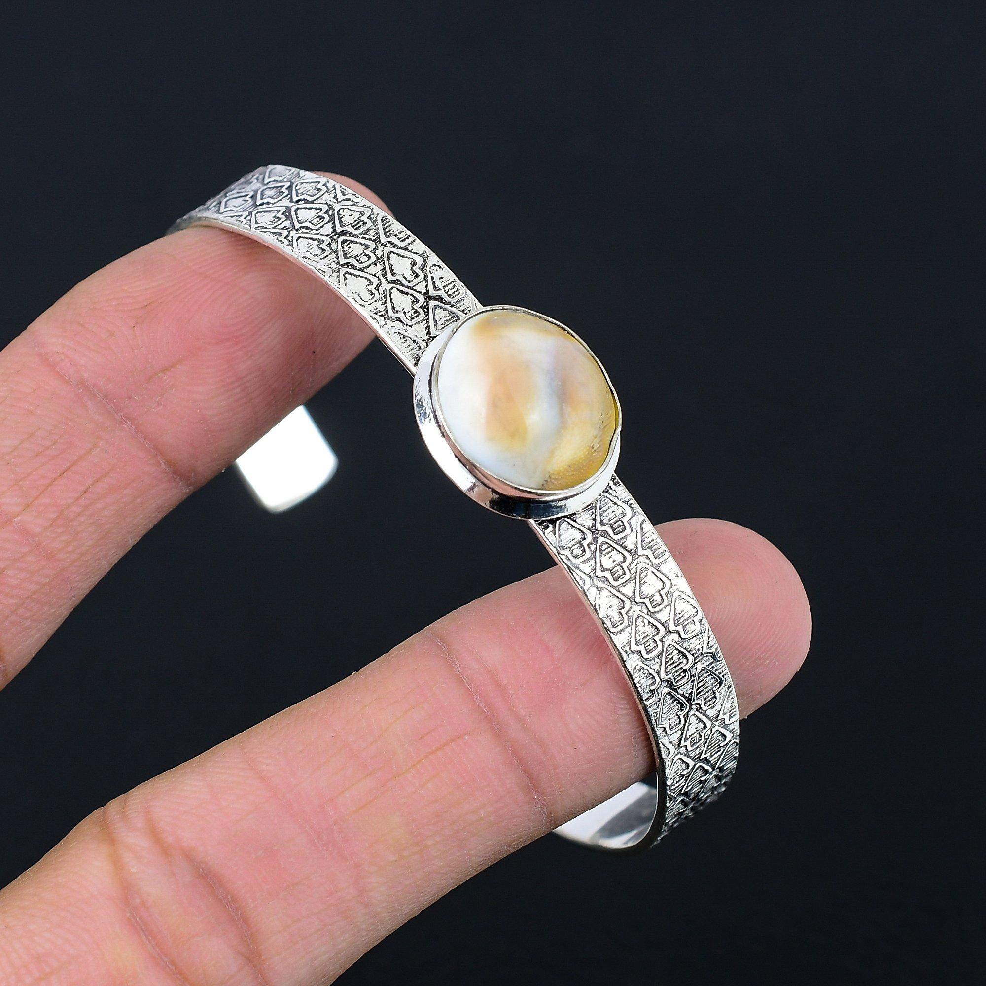 

Mothers day Deal 925 Silver Oval Shiva Eye Shell Stone Elegant Bangle Jewelry Adjustable