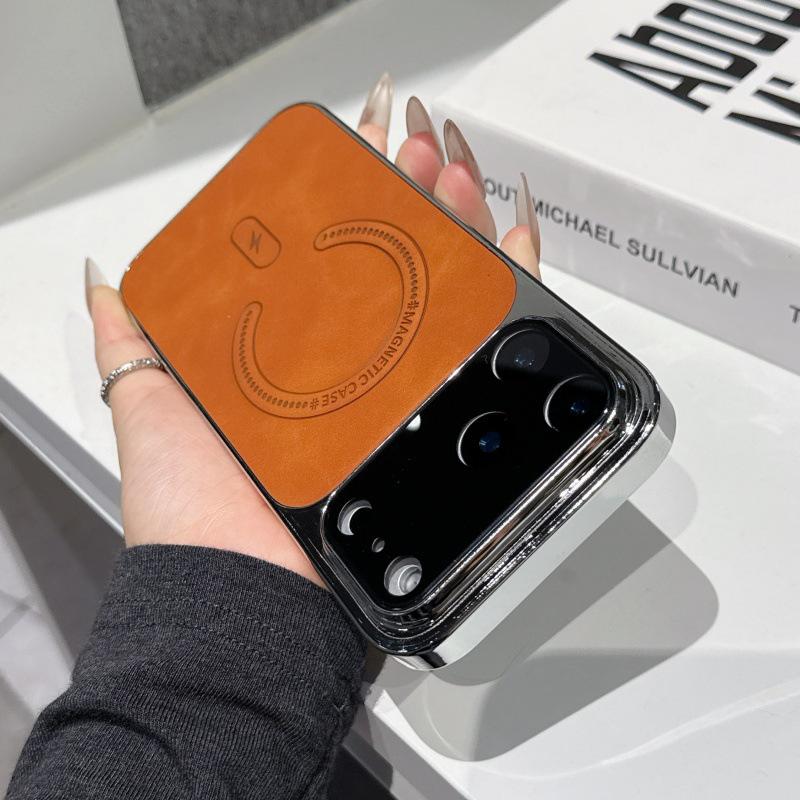 

iPhone 17 Pro Max Lambskin Magnetic Case, Large Window Leather Grain, Anti-Fall Protective Cover iPhone 17 Pro