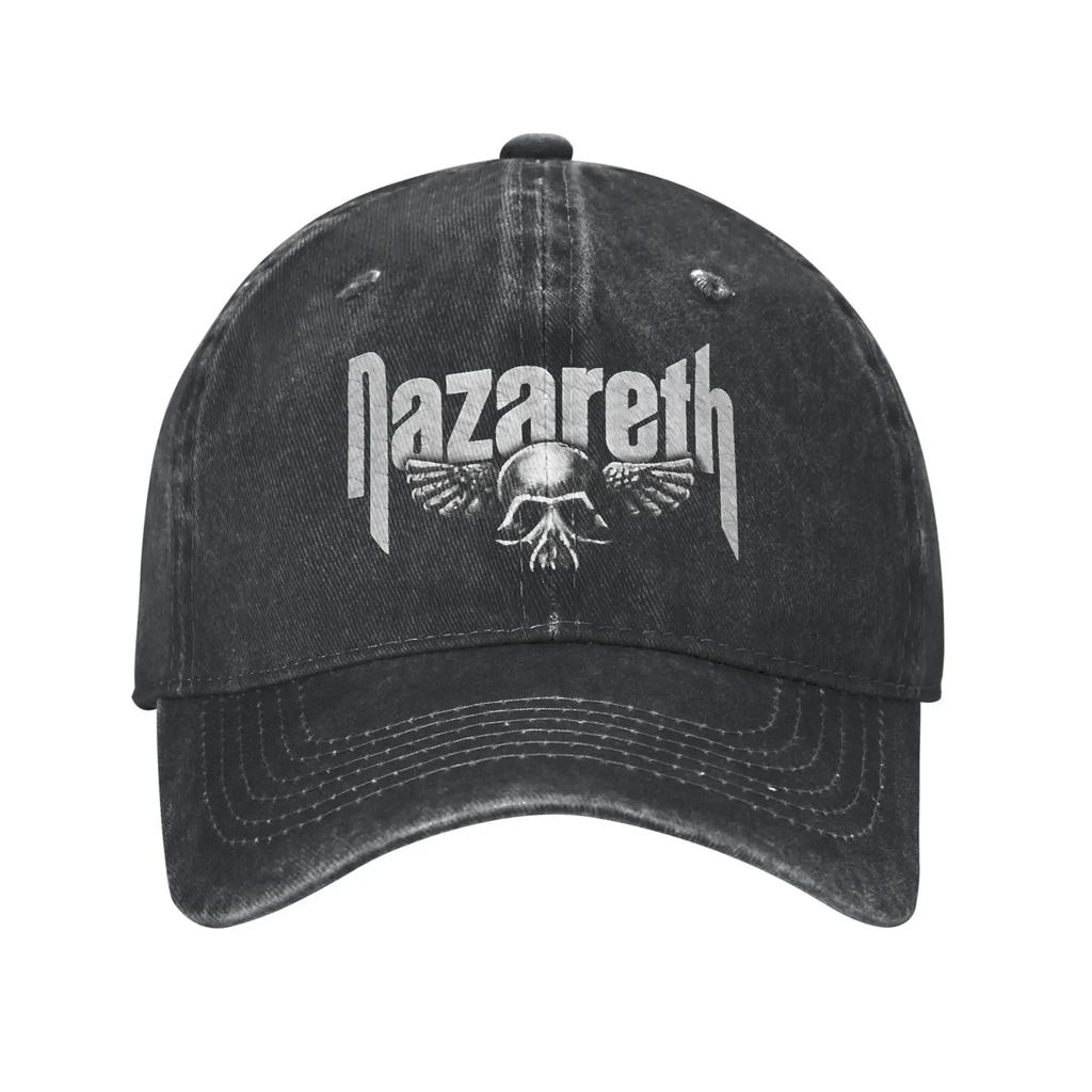 Nazareth Band Rockmusik Druckmützen für Unisex Damen Baumwolle Totenkopf Logo Trucker Hat Lässige Kopfbedeckung Baseballkappe Verstellbar