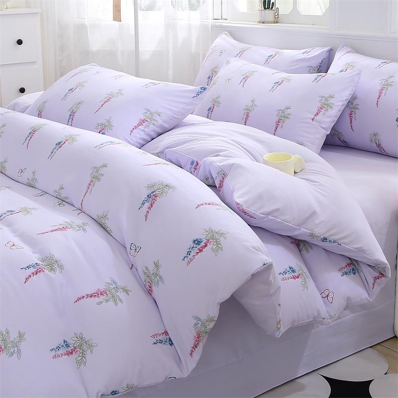New Spring Duvet Cover Class A Double Yarn Printed Knitted Cotton 3-4 Piece Quilt Bed Sheet Pillowcase Small Fresh Bedding