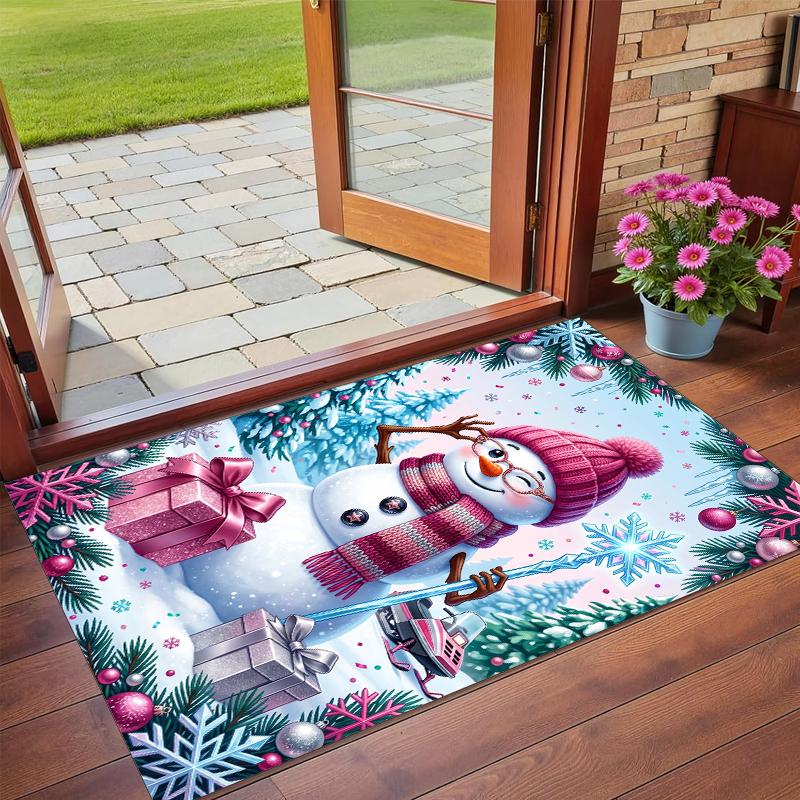 Christmas Printed Square Area Rug Soft Non Slip Floor Carpet For Bedroom Holiday Gift