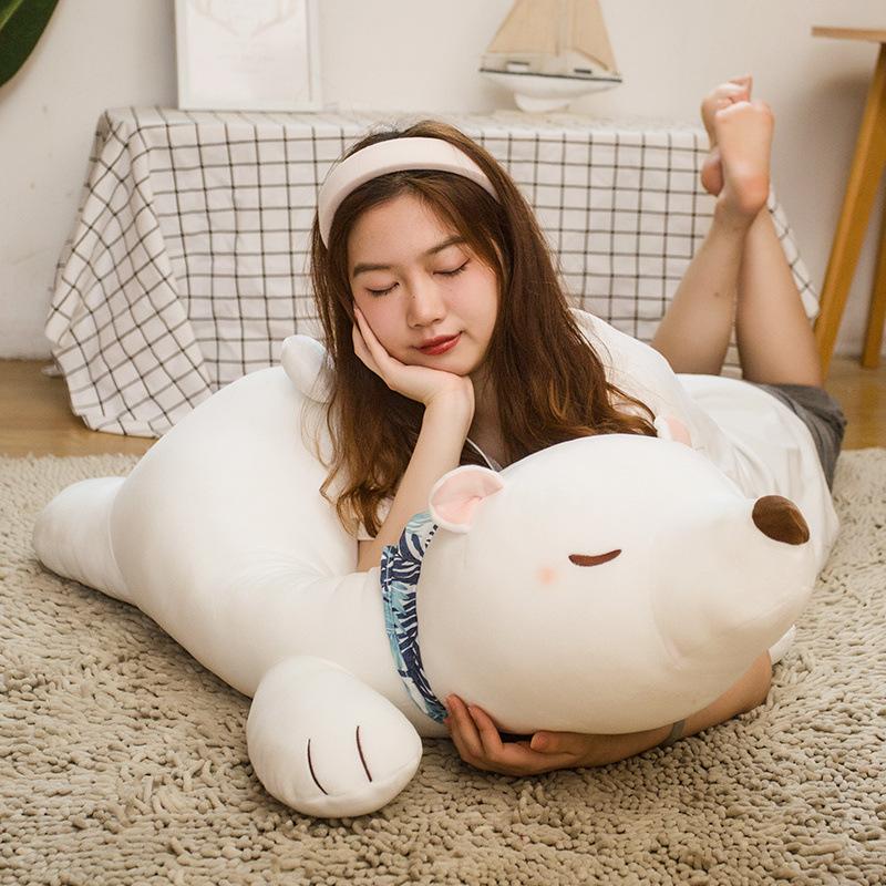 Cute Polar Bear Doll Plush Toy Girl Sleeping Pillow Doll Children Soothing Rag Doll Birthday Gift