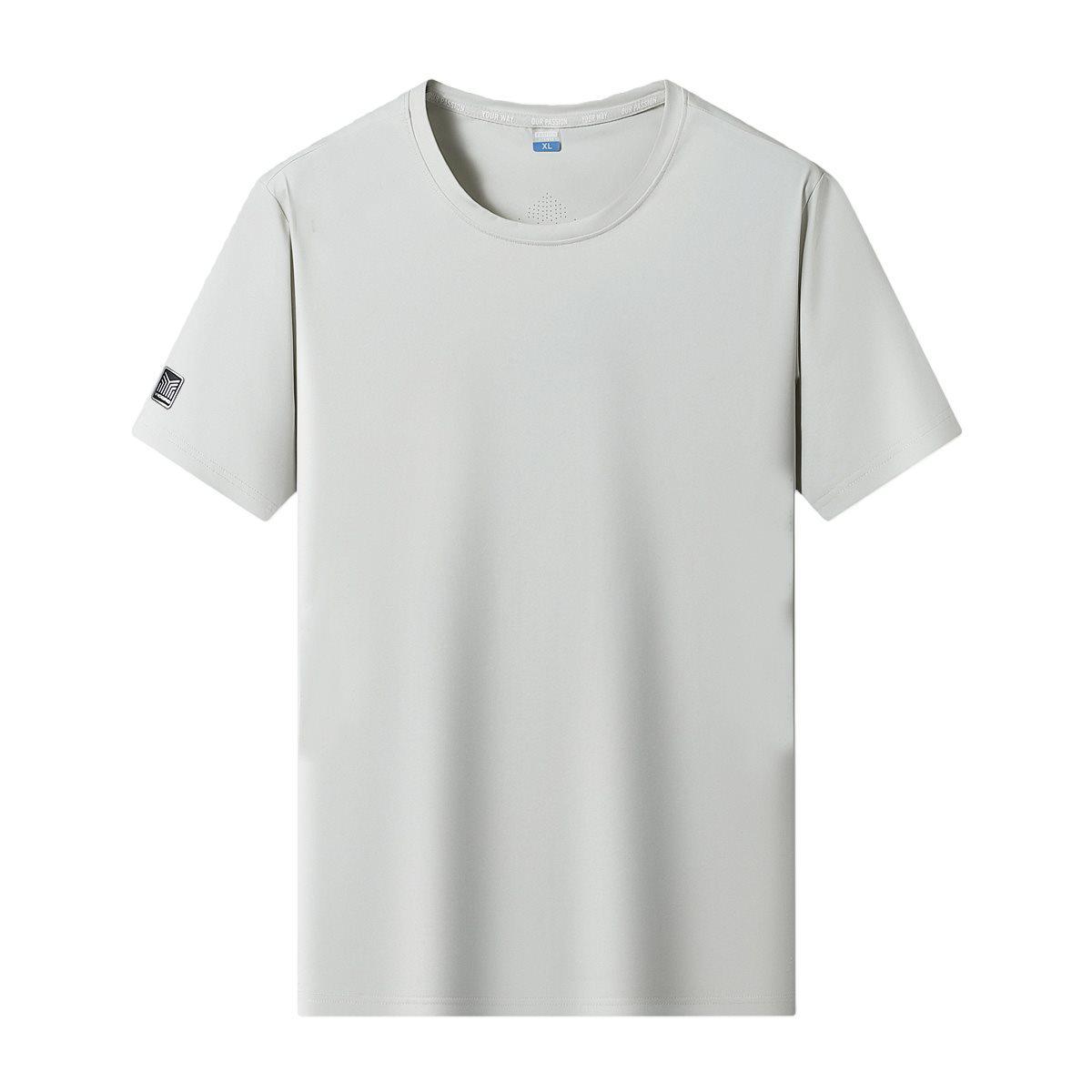 Men s Summer Quick-Dry Breathable Ice Silk T-Shirt - Loose Fit Short Sleeve 5XL белый