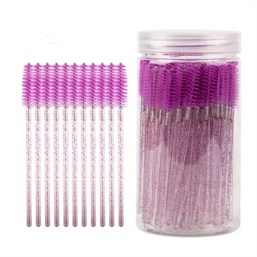50 Pièces Brosses Jetables pour Extensions de Cils Sourcils Cils Goupillons Baguettes de Mascara Avec Étui de Rangement Outils de Maquillage de Beauté