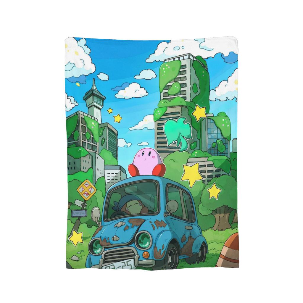 Cartoon K-Kirbys Blankets Coral Fleece Plush Print  Breathable Warm Throw Blankets for Bed Office Bedspreads