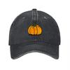 Pumpkin Patch Embroidered Washed Cotton Baseball Cap Classic Autumn Design Unisex Adjustable Hat for Casual Wear