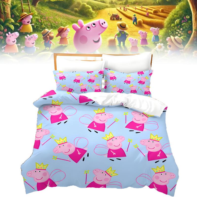 Peppa Pig Cartoon Set With Reactive Printing For Kids Bedroom Decor And Gift