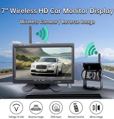 Wireless 7 Inch Car Monitor HD LCD Car Backup Rear View Camera Monitor and Car Charger