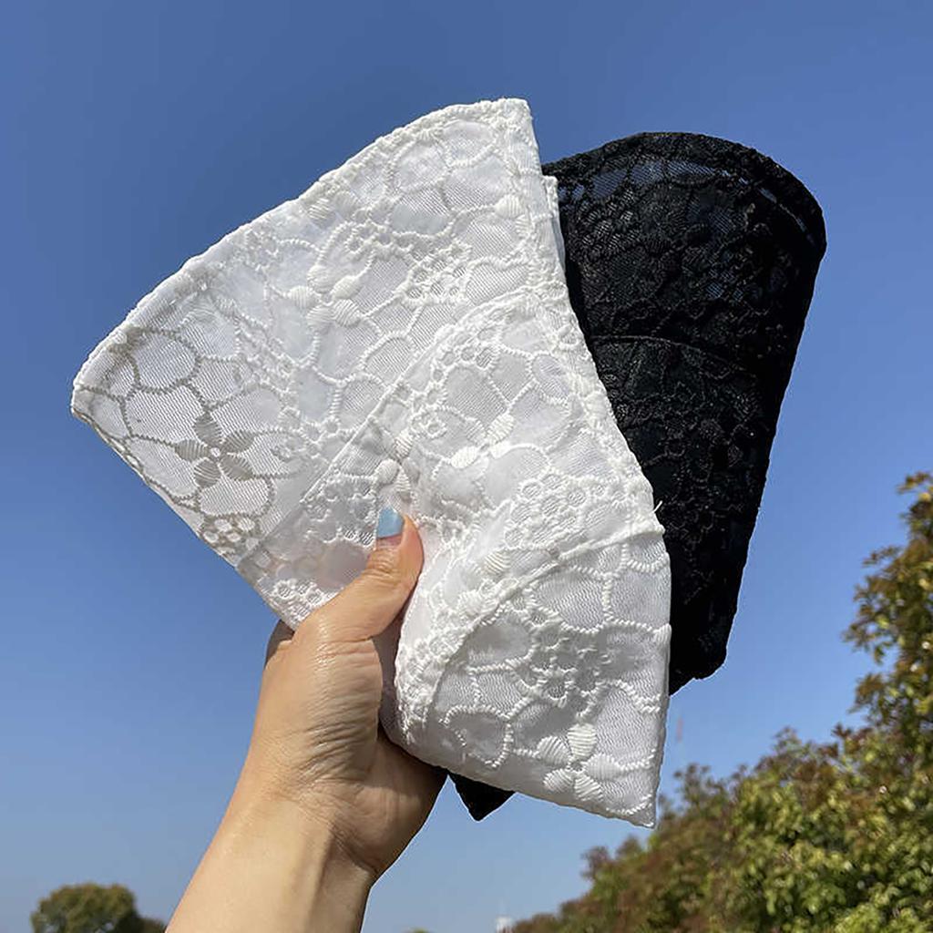 Sweet Lace Floral Bucket Hat for Women Summer Hollow Thin Wide Brim Sun Visors Foldable Basin Cap Female Outdoor Panama Hat