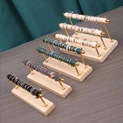 Samt Ringe Organizer Halter Hohe Qualität Schmuck Ausstellungsständer Holz Abnehmbares Metallgestell Basis Ausstellungszubehör Aufbewahrungsgestell