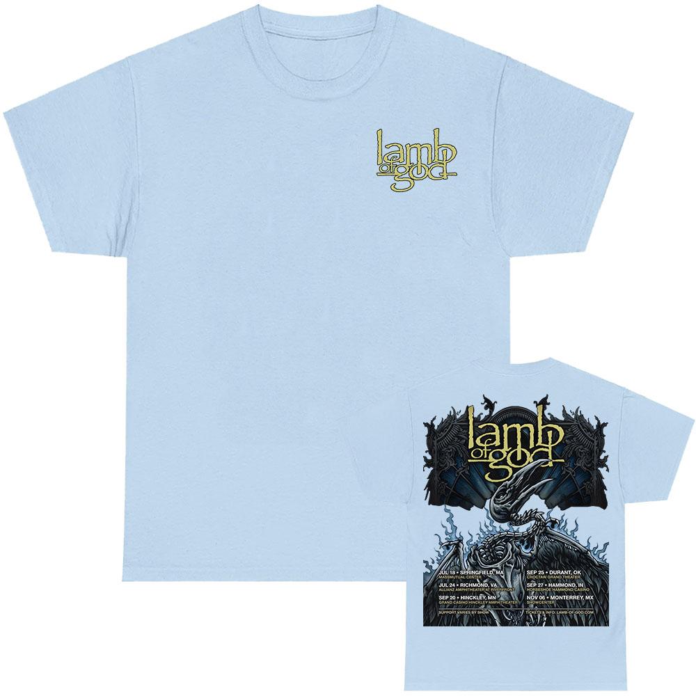 Lamb of God Tour 2025 New T-shirt Mental Band Graphic Printing Tshirts Short Sleeve Cotton Male T Shirt Hip Hop Streetwear Men