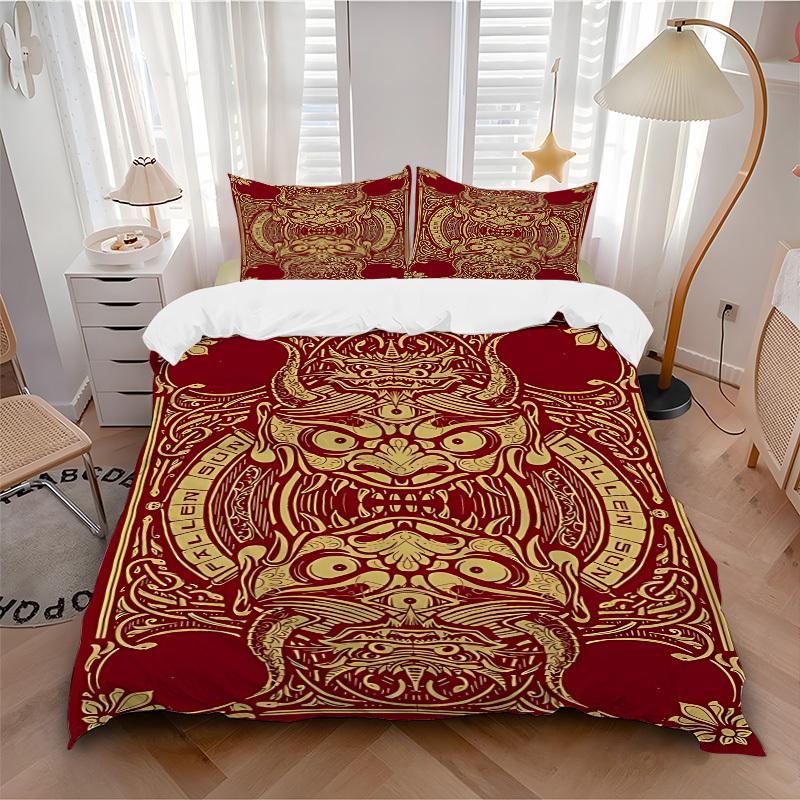 3pcs Ornate Mask Duvet Cover Set -Includes 1 Duvet Cover and 2 Pillowcases, No Quilt Core, All-Season Home Decor Yy251111145