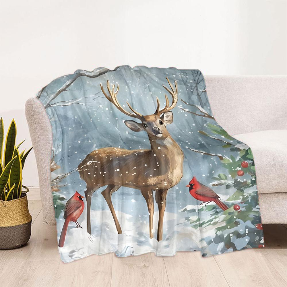 Vintage Flanelowy Koc z Wzorem Kwiatowym i Zwierzęcym - Miękki i Odpowiedni do Sof, Łóżek, Biur, Podróży, na Wszystkie Pory Roku oraz Świetny Prezent Świąteczny.