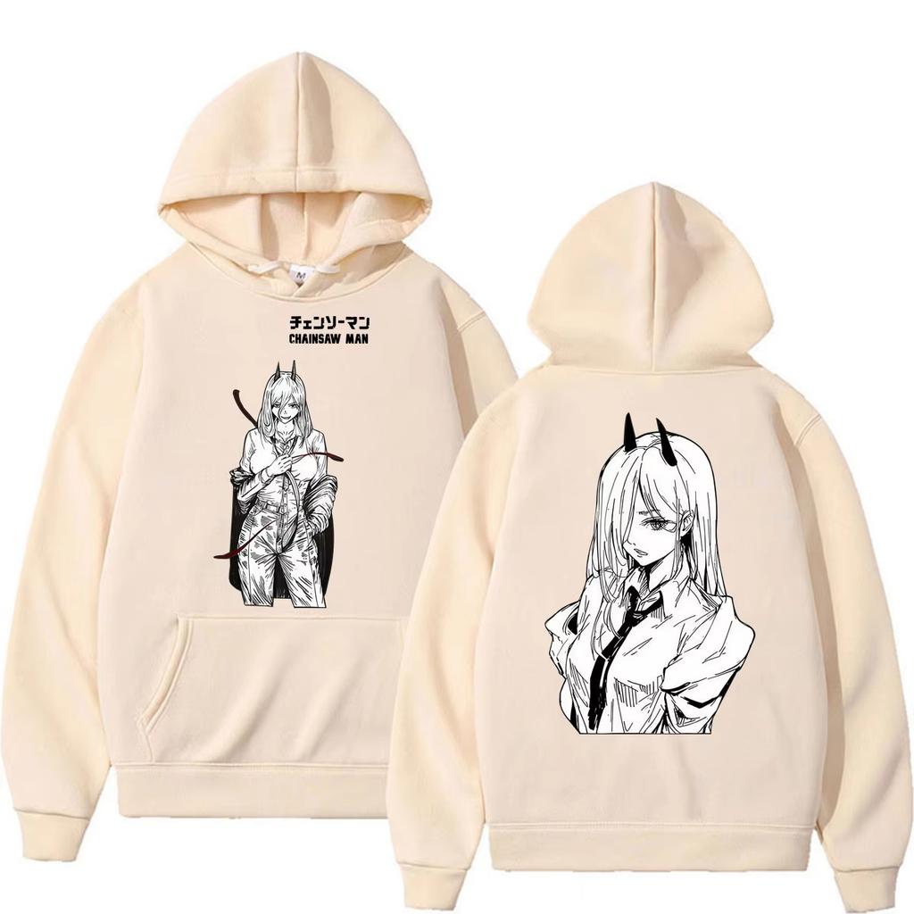 2026 Hot Sale Anime Chainsaw Man Reze Denji Power Graphic Hoodie Men Women Oversized Streetwear Hoodie Perfect for Commute & Loungewear