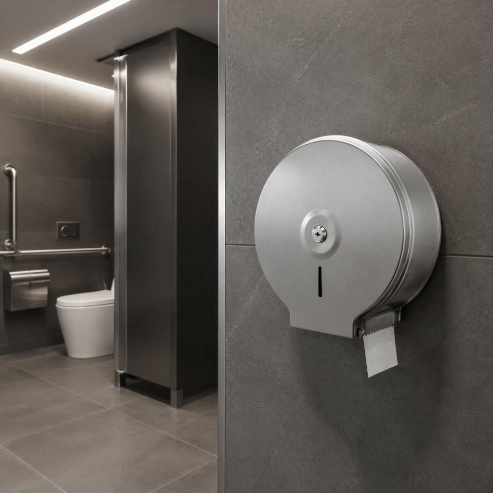 Brushed Finish Toilet Paper Dispenser 9 Inch Roll Jumbo Roll Dispenser  For Home Use