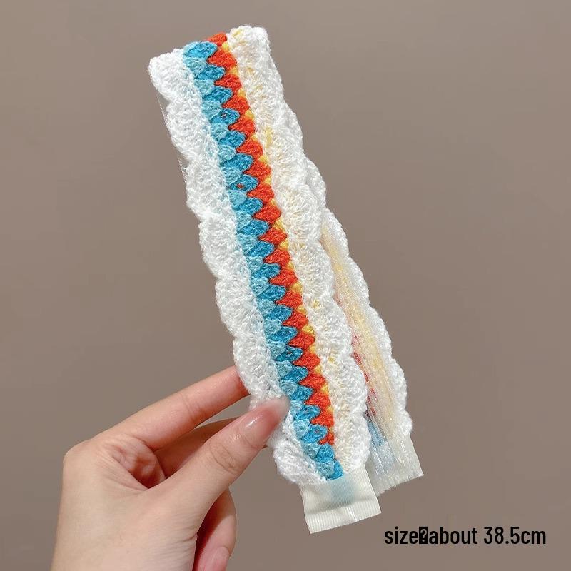 Francouzská květinová nemačkavá pletená čelenka pro ženy, kouzelná samolepka vlasový doplněk pro miminka a dospělé