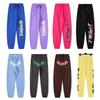 Heavyweight Fleece Lined Sweatpants Men Streetwear Spider Web Print Casual Pants