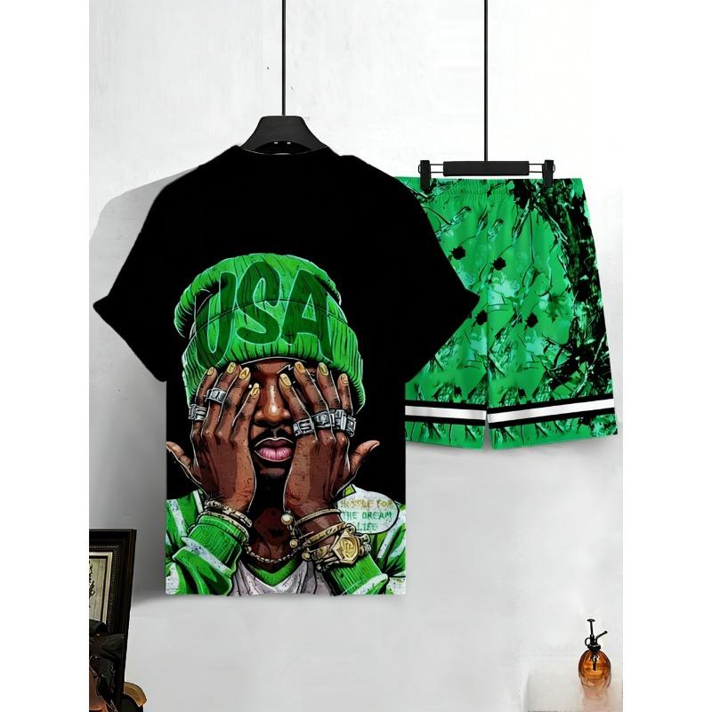 

Men s Summer New USA Letter Pattern Printed Comfortable Breathable Round Neck XXS