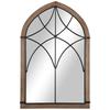 Decorative Wooden Wall Mirror 93x60 Cm Window Mirror with 2 Hooks Vintage Style for Living Room Bedroom Dining Room Entrance Brown